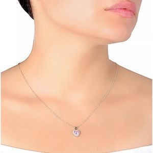 💖Lab Created Pink Sapphire Heart Necklace Macys 💖